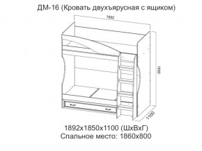 ДМ-16 Кровать двухъярусная с ящиком в Магнитогорске - magnitogorsk.magazin-mebel74.ru | фото