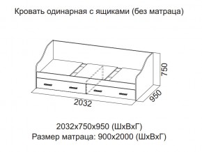 Кровать одинарная с ящиками (Без матраца 0,9*2,0) в Магнитогорске - magnitogorsk.magazin-mebel74.ru | фото